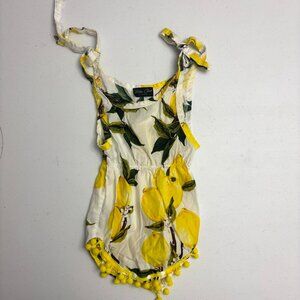 Riley’s Closet by Helena Lemon Print Pom Pom Baby Romper – Size 6-12M